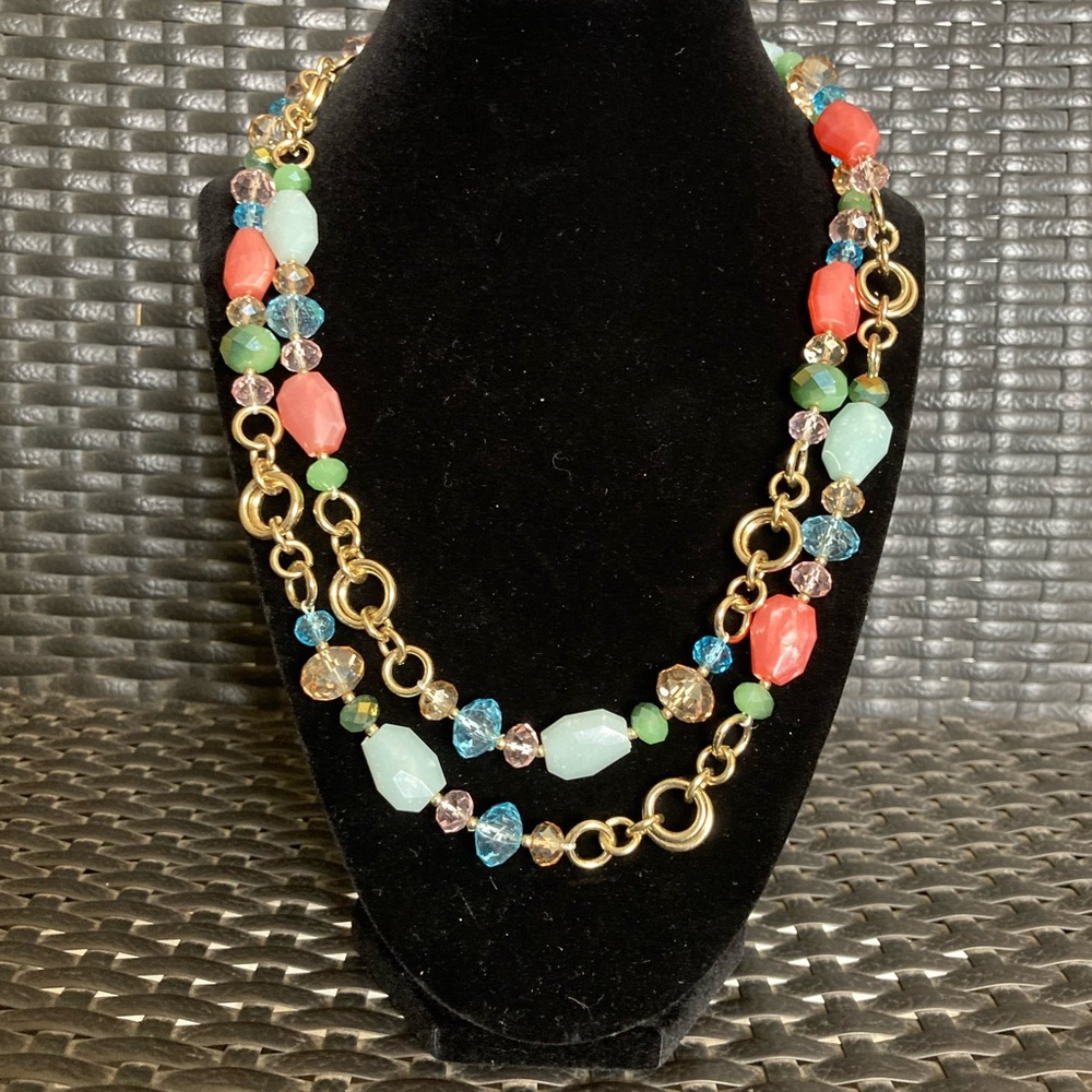 42” long multicolored beaded necklace